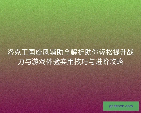 洛克王国旋风辅助全解析助你轻松提升战力与游戏体验实用技巧与进阶攻略